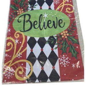 Believe Christmas Garden Flag Holiday Party Banner Festive Winter Home Decor New